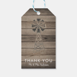 Rustic Weathered Wood Country Wind Mill Wedding Gift Tags