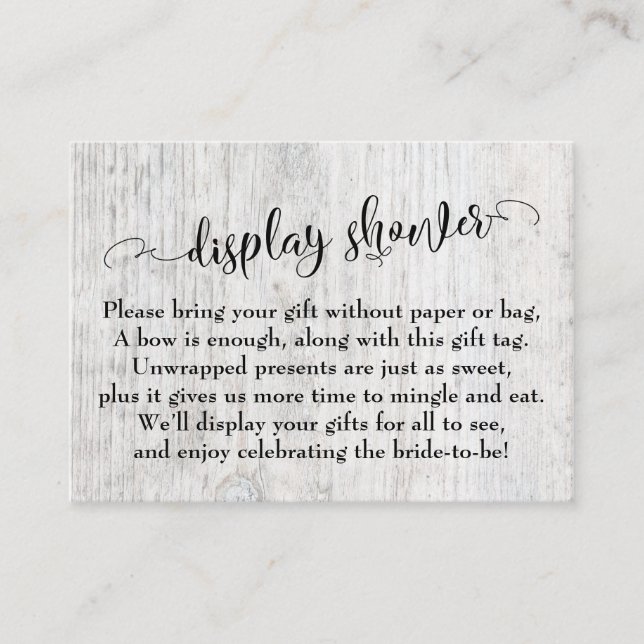 Rustic Weathered Wood Display Bridal Shower Card (Front)