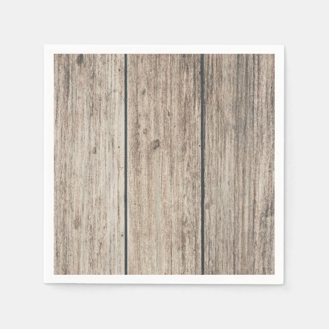 Rustic Weathered Wood Farmhouse Barn Wedding Napkin (Front)