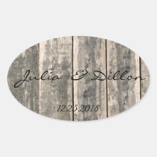 Rustic Weathered Wood Oval Sticker