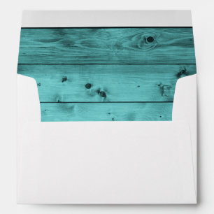 Rustic Weathered Wood Teal Wedding 5X7 Envelope