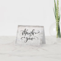 Rustic Weathered Wood Typography Wedding Thank You