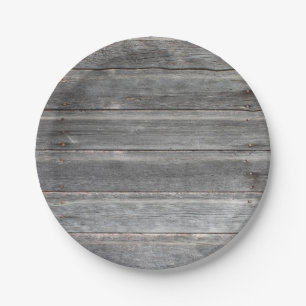 Rustic Weathered Wood Wall Paper Plate