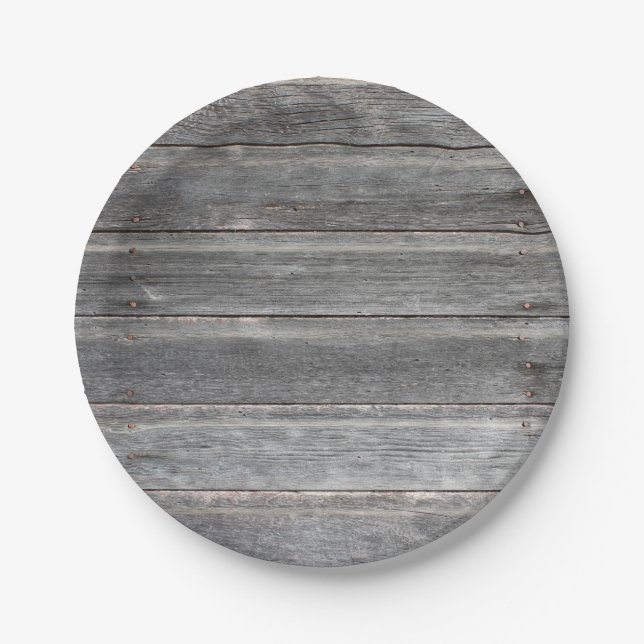 Rustic Weathered Wood Wall Paper Plate (Front)