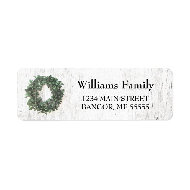Rustic Weathered Wood Wreath Return Address (Front)