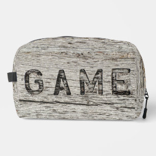 Rustic Weathered Wooden GAME word Dopp Kit