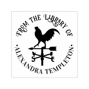 Rustic Weathervane #3 Round Library Book Name Self-inking Stamp