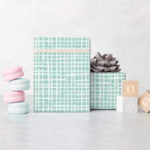 Rustic Weave Pattern Modern Aqua Blue Wrapping Paper