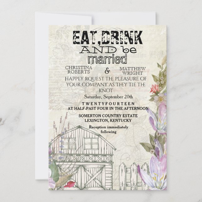 Rustic weddibg invitation card (Front)