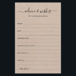 Rustic Wedding Advice and Wishes<br><div class="desc">These simple, rustic, minimal, handwritten script Advice & Wishes sheets are perfect to have bridal shower, rehearsal dinner or wedding guests fill out for the happy couple. People will love having the prompts - they make it so easy to leave loving words of advice and well wishes. They will be...</div>