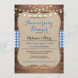 Rustic Wedding Anniversary Blue Party Invitation
