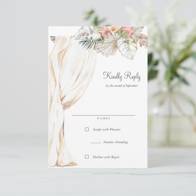 Rustic Wedding Arch RSVP Reply Card (Standing Front)