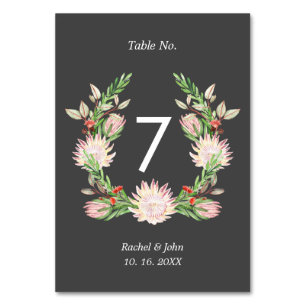 Rustic Wedding Australian Flowers Bold Font Grey Table Number