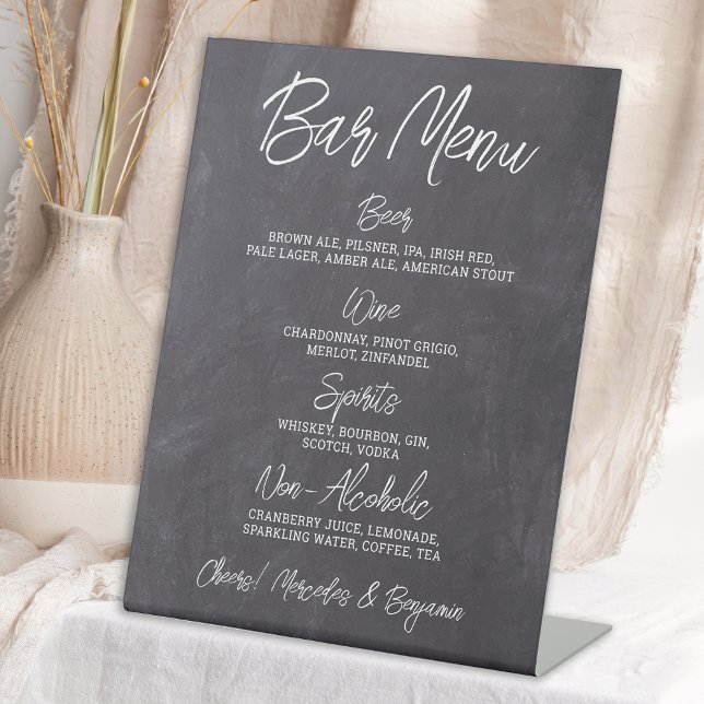 Rustic Wedding Bar Personalised Drink Menu Pedestal Sign (Creator Uploaded)