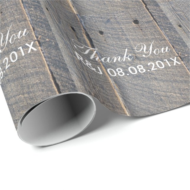 rustic wedding barn wood country wedding favour wrapping paper (Roll Corner)