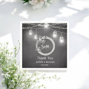 Rustic Wedding Black White Mason Jar Napkin