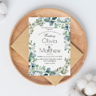 Rustic Wedding Boho Eucalyptus Elegant Wedding Invitation