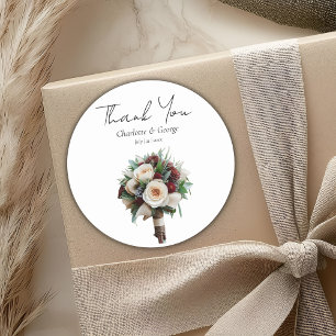 Rustic Wedding Bouquet Flower Wedding Favours Classic Round Sticker