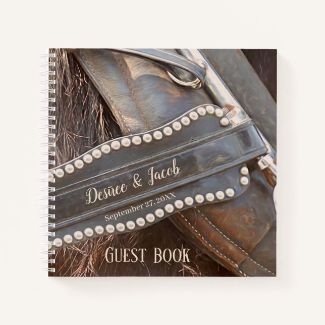 Rustic Wedding Brown Country Western Horse Guest Notebook (Front)