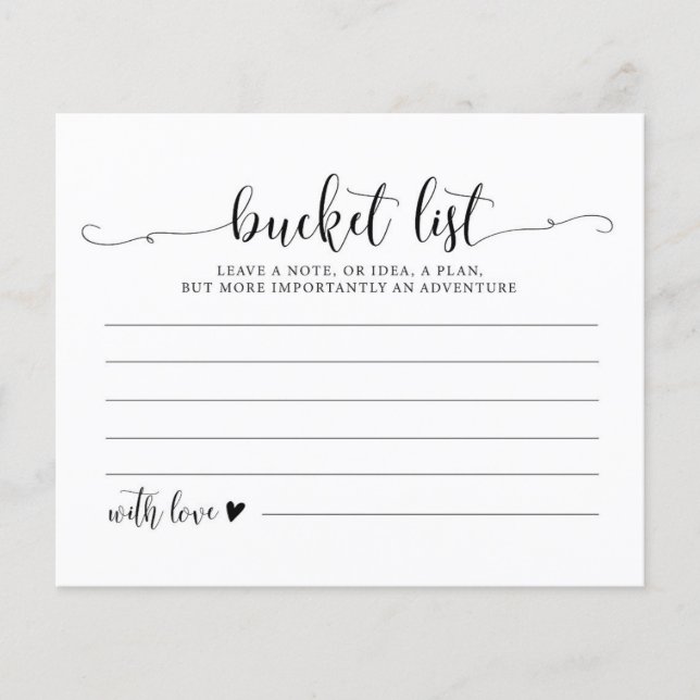 Rustic Wedding Bucket List Ideas Cards (Front)