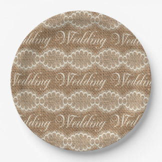 Rustic Wedding Burlap Lace Paper Plate