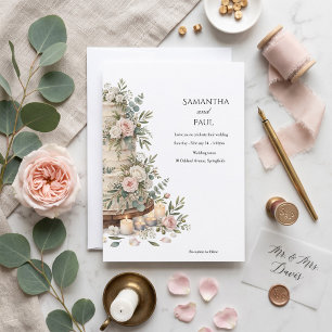 Rustic wedding cake invitation