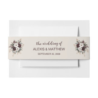 Rustic Wedding Cream Floral Invitation Belly Band