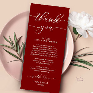 Rustic Wedding Dinner Place Setting Thank You Card