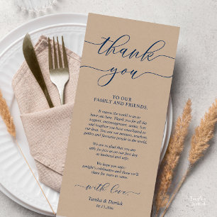 Rustic Wedding Dinner Place Setting Thank You Card