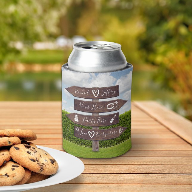Rustic Wedding Directional Can Cooler (Creator Uploaded)