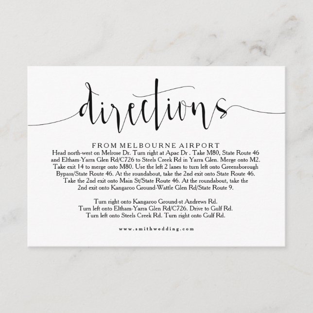 Rustic Wedding Directions Info Card (Front)