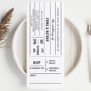 Rustic Wedding DIY Movie Ticket Wedding Party RSVP Invitation