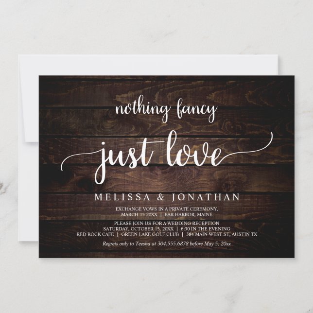 Rustic Wedding Elopement, Nothing Fancy Just Love Invitation (Front)