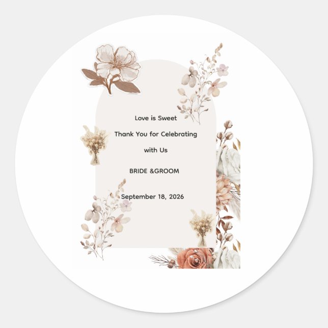 Rustic Wedding Favour Sticker (Front)