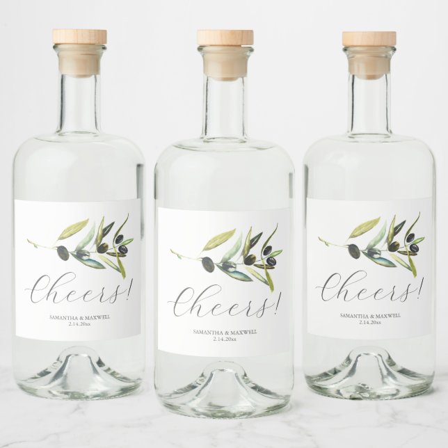 Rustic Wedding Favours Olive Table Decor Liquor Bottle Label (Bottles)