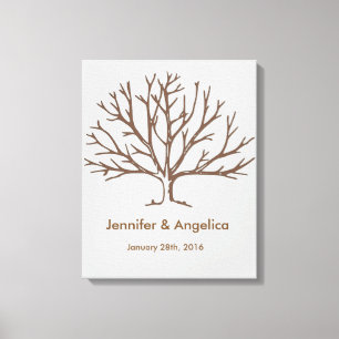 Rustic Wedding Fingerprint Tree Canvas Print