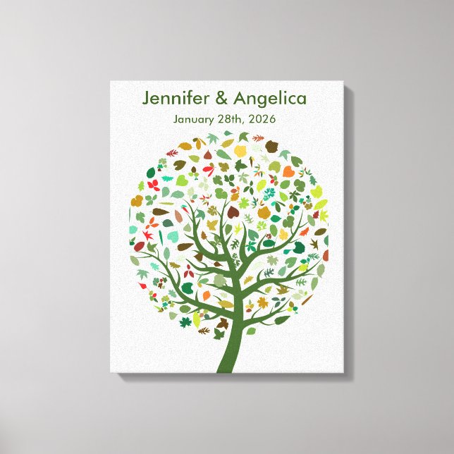 Rustic Wedding Fingerprint Tree Canvas Print (Front)
