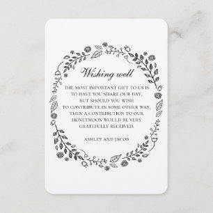 Rustic wedding. Floral kraft wishing well. Country Enclosure Card