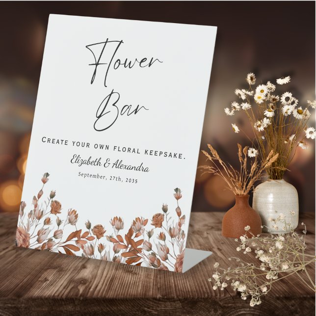 Rustic Wedding Flower Bar   Pedestal Sign (Rustic Wedding Flower Bar Pedestal Sign)