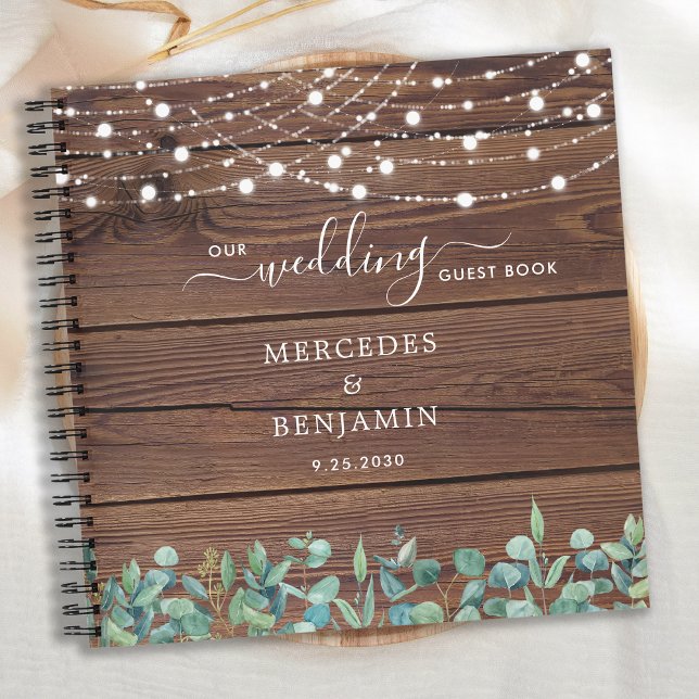 Rustic Wedding Guest Book Eucalyptus String Lights (Creator Uploaded)