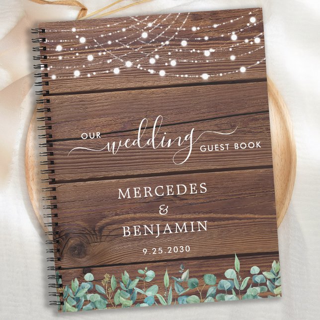 Rustic Wedding Guest Book Greenery String Lights (Creator Uploaded)