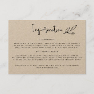Rustic Wedding Information Invitation Insert