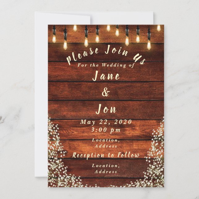 Rustic Wedding Invitation (Front)