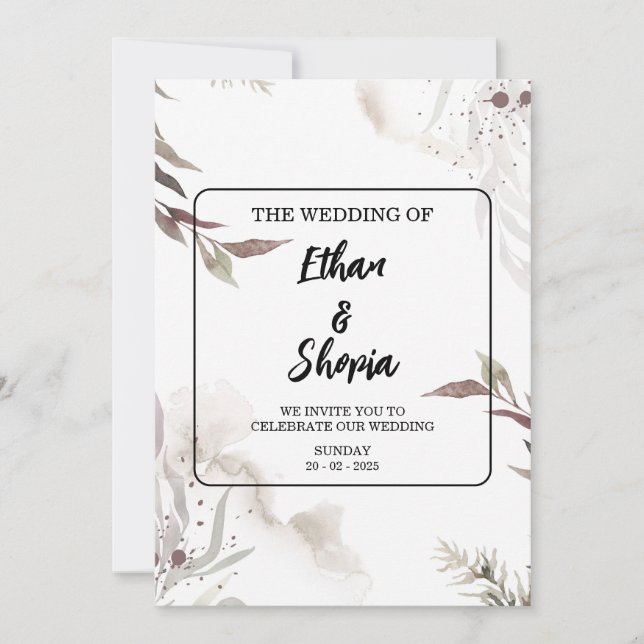 Rustic Wedding Invitation Template - Customisable  (Front)