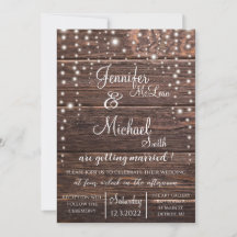 Rustic Wedding Invitation w/ String Lights