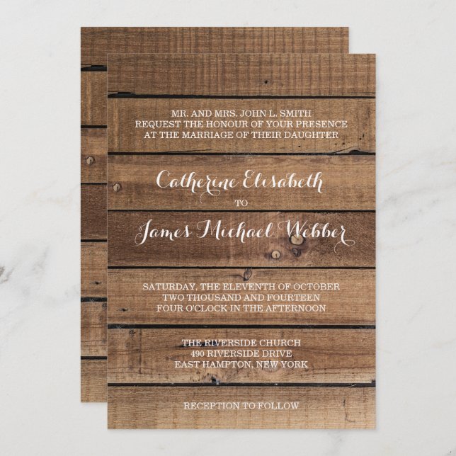 Rustic Wedding Invitation Wording Bride's Parents (Front/Back)