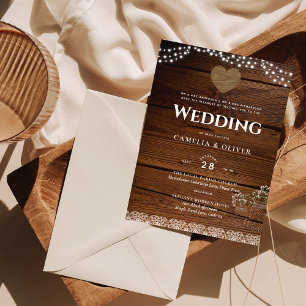 Rustic Wedding Invtiation Mason Jars Lace Lights Flyer
