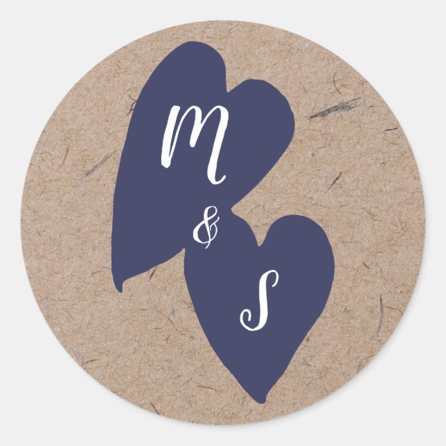 Rustic Wedding | Kraft Monogram Envelope  Seal (Front)