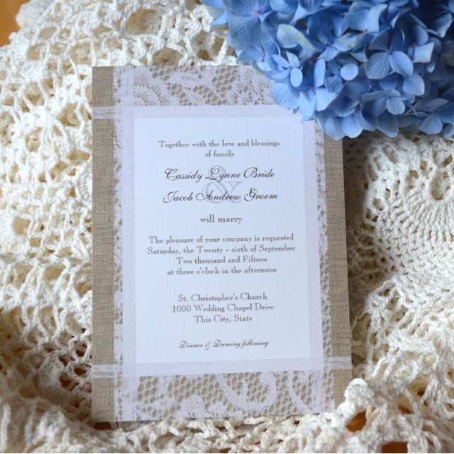 Rustic Wedding Lace and Burlap Invitation (Creator Uploaded)