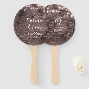 Rustic Wedding Log Lights Wedding Program Hand Fan